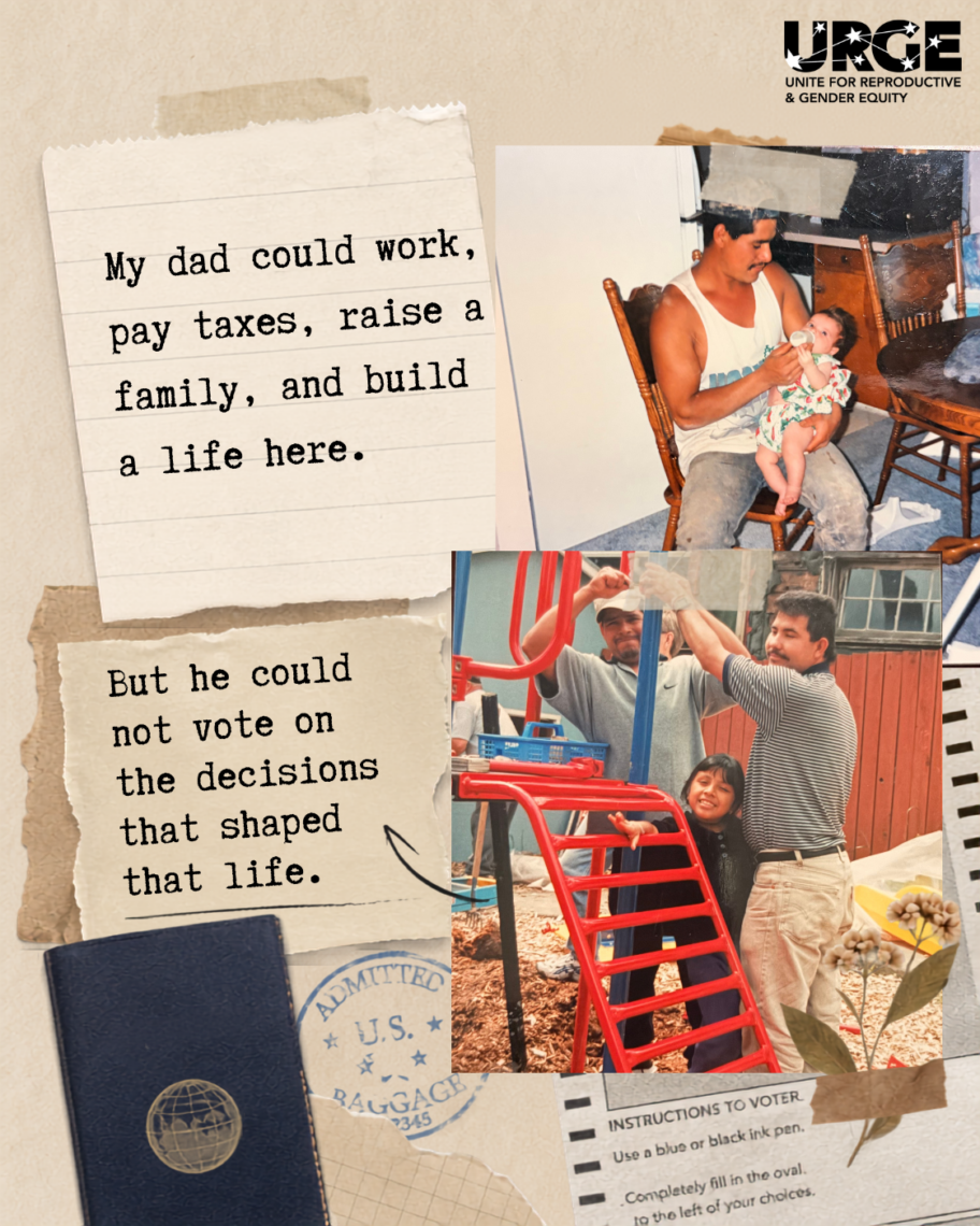 Poster with dad and daughter