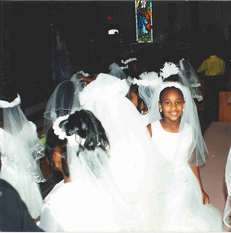 At my First Communion, I was way more excited about my getting to wear a veil and a pretty dress than I was about accepting the body and blood of Christ.