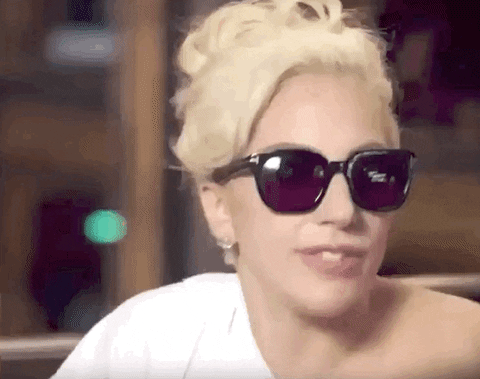 Lady Gaga saying "Talented, Brilliant, Incredible, Amazing, Show-stopping,"