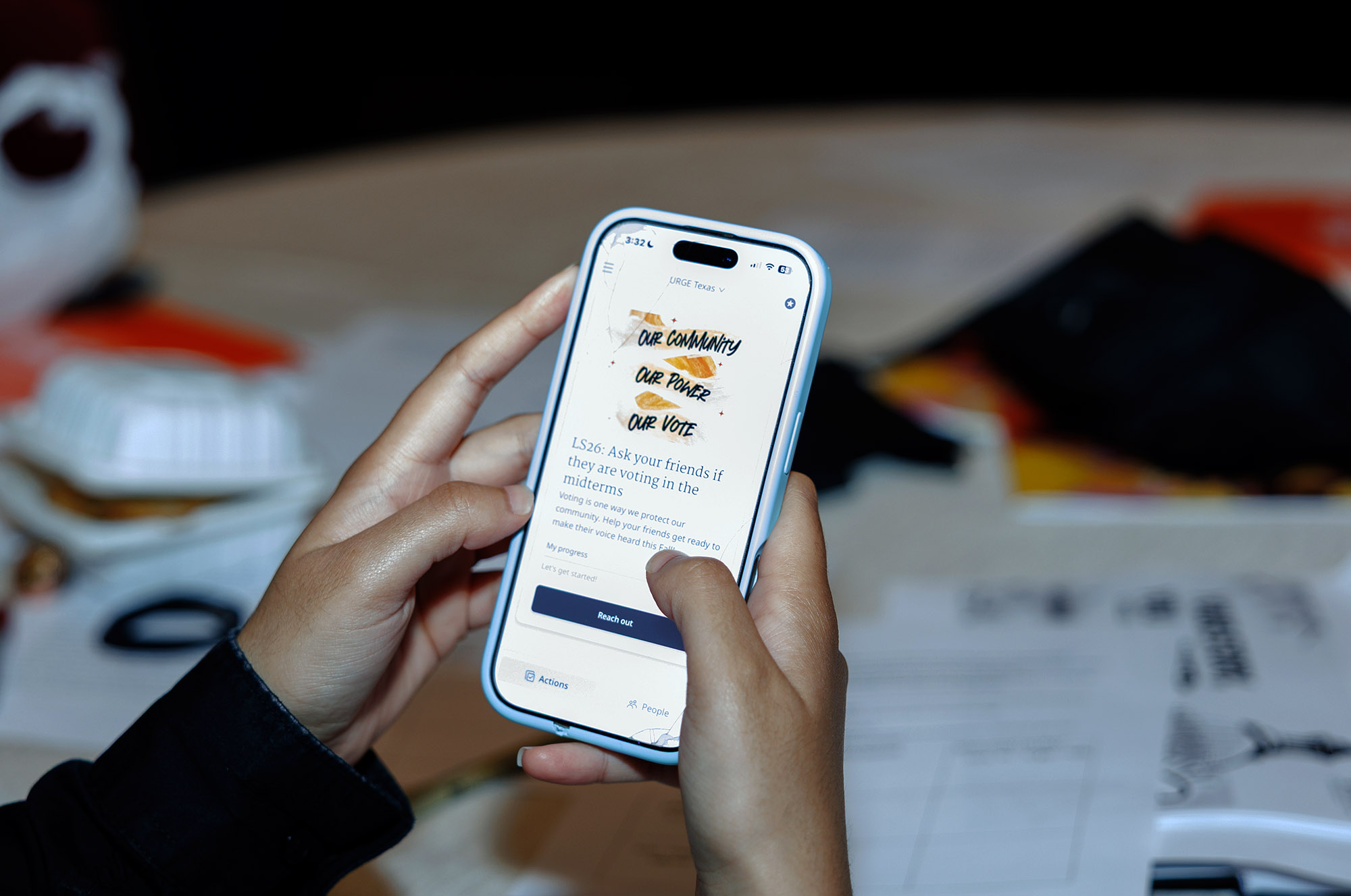 URGE website on mobile phone.