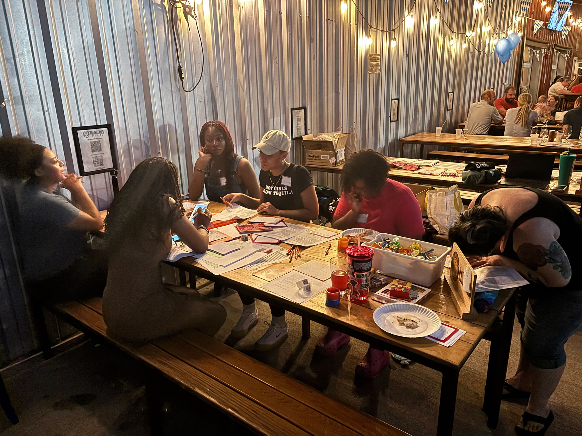 URGE postcard writing party.